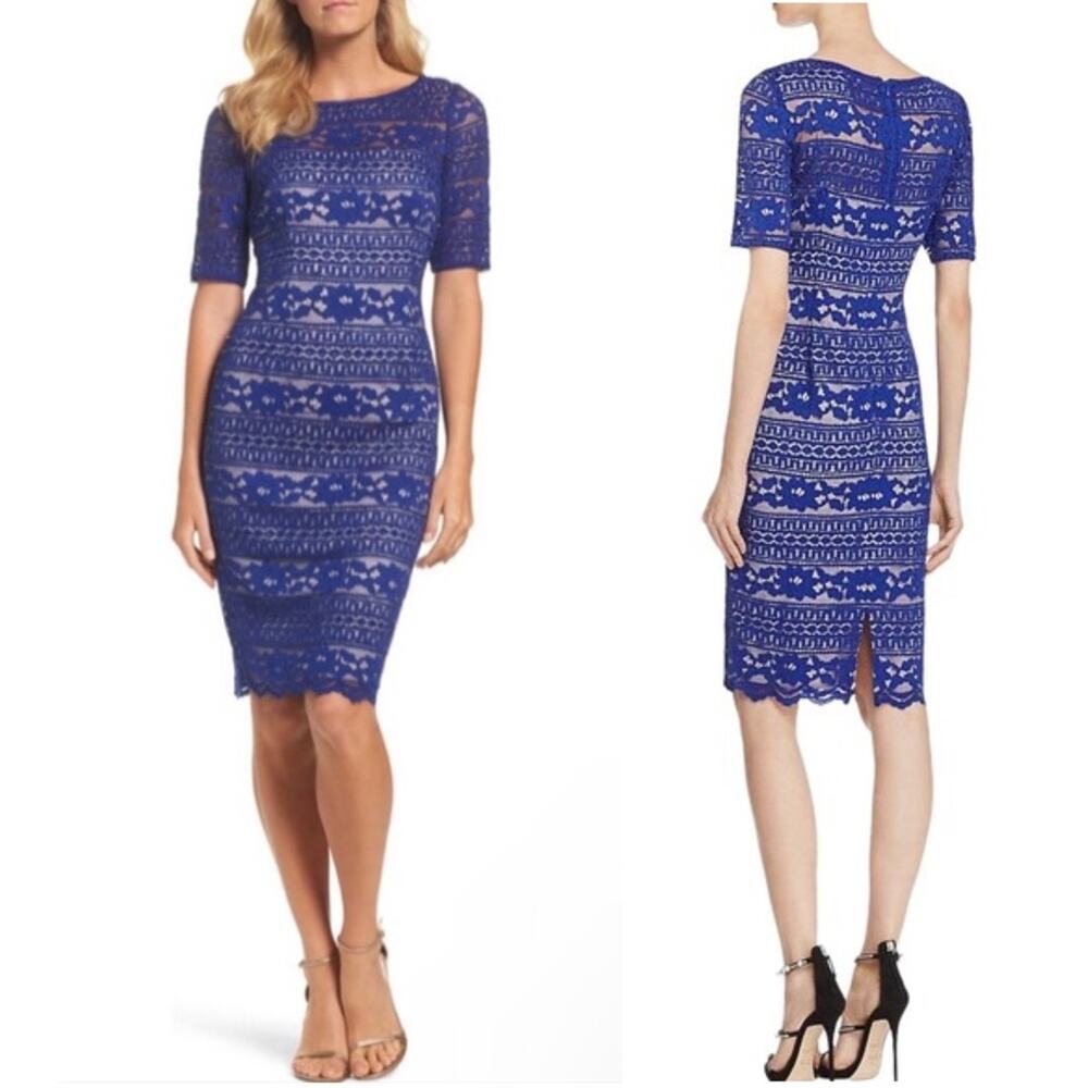 Adrianna Papell Corded Lace sheath Dress Cocktail